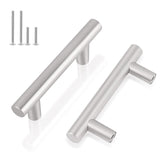 Gobrico Satin Nickel Cabinet Pulls 2-1/2 Hole Centers, Brushed Nickel Cabinet Hardware Euro T Bar Stainless Steel Drawer Pulls D
