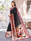 Greciilooks Saree For Women | Golden Saree For Women | Cotton Silk Saree For Women (Gl-S2341-Black)