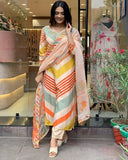 Anni Designer Women'S Cotton Blend Straight Printed Kurta With Pant & Dupatta (Dhimi Cream_Xxl_Cream_Xx-Large),Cream,2XL,Cotton Blend,Dhimi_560,