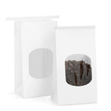 BagDream Small Bakery Bags with Window 100Pcs 3.54x2.36x6.7 Inches Tin Tie Tab Lock Kraft White Window Paper Bags for Coffee Bea