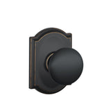 SCHLAGE F10 PLY 716 CAM Camelot Collection Plymouth Passage Knob, Aged Bronze