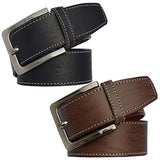Sunshopping MenS Synthetic Leather Black And Brown Needle Pin Point Buckle Belts Combo (PoloBlBr001) (38)