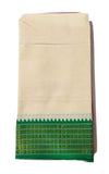 Sri Thulam Gallery Krishna Border Cotton Angavastram/Towel/Kasavu Shawl/Melmundu/Uthareeyam For Men (White)
