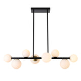 Jonsi Dining Room Light Fixture Over Table, Mid Century Chandeliers, Modern 8 Lights Globe Glass Linear Chandelier Adjustable Ce