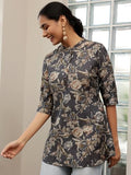 Libas Women'S Silk Blend Printed Straight Kurtis (58162O_Grey Grey S