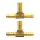 Uenede 2PCS Brass 1/4 to 3/8 to 1/4 (6.6-10-6.6 mm) Barb Reducer Tee Splicer Mender Hose Barbed Fitting 3-Way Reducing Union