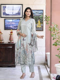 Anni Designer Women'S Cotton Blend Printed Straight Kurta With Pant & Dupatta (Rml Pista_Xl_Pista_X-Large),Pista,XL,Cotton Blend,Regular,