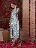 Anni Designer Women'S Rayon Blend Straight Printed Kurta With Pant (Bhaskar Sky Blue_M_Sky Blue_Medium),Sky Blue,M,Rayon Blend,A-Line,