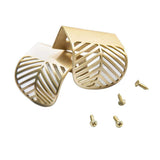 RZDEAL Solid Brass Edge Pulls for Cabinets Brushed Gold Leaf Knobs and Pulls for Dresser Drawers (2, Overall Length:2-3/8(60mm))