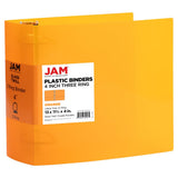 JAM PAPER Plastic 4 inch Binder - Orange 3 Ring Binder - Sold Individually