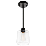 VILUXY Vintage Glass Pendant Light, Single Hanging Pendant Lighting, Black with Clear Glass Shade Classic for Farmhouse, Entrywa
