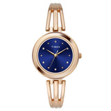 Timex Classics Analog Watch For Women With Blue Round Dial & Rose Gold Brass Bracelet Band Water Resistant Women'S Wrist Watches