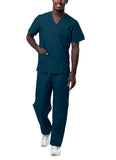 Sivvan Unisex Scrubs classic VNeck Top Drawstring Pants Scrub Set S8400 caribbean Blue S