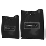 MelonArt Thank You Bags for Small Business, 200pcs Black Plastic Retail Bags Merchandise Bags with Handles Bulk Large Reusable S