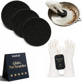 Stainless Steel Cleaning Sponge with Gloves Helps Scrub Away Tough BurntOn Food Residue Leaves No Scratches Surface Bright Thin