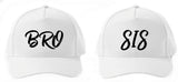 Bro And Sis Matching Caps, White, Sibling Duo Set Of 2, Printed Caps