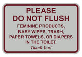 All Quality Classic Framed Please Do Not Flush Thank You Bathroom Etiquette Sign - 4 x 6 (Light Gray-Burgundy) 1 Pack