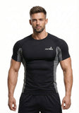 JUSTWIN Men Compression TShirt Half Sleeve | Slim Fit Gym & Workout T Shirt | Quick Dry Stretch Sports Tee for Running, Trainin