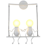 Wall Light Fixtures Indoor Creative LED Lights for Bedroom Cartoon Double Little People Swing Wall Lamp Mini Doll Wall Sconces C