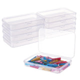 BENECREAT 10 Packs 5x3.3x0.8 Large Clear Rectangle Plastic Storage Box Bead Storage Containers with Lids for Cards, Clips and Ot