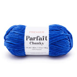 Premier Parfait Chunky Yarn, Super Bulky, Ideal for Knitting & Crocheting, Chenille, Classic Blue, 3.5 oz, 131 Yards