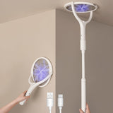 GeckoMan Rotating Head Electric Fly Swatter Racket Rechargeable Bug Zapper Racket Bug Zapper Indoor Fly Zapper Mosquito Zapper F