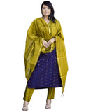 Anni Designer Women'S Rayon Viscose Printed Straight Kurta With Pant & Dupatta (Sdf Blue_Xxl_Blue_Xx-Large),Blue,2XL