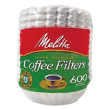 Coffee Filters, Paper, Basket Style, 8 to 12 Cups, 600/Carton