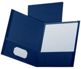Oxford Linen Finish TwoPocket Folders, Navy, Letter Size, 25 per box (53443)