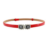 Syga WomenS Slim Leather Waist Belt With Stone Buckle Adjustable And Elegant Belt For Dresses And Sarees (Red)