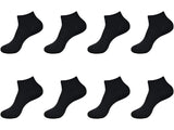 Queery Men Black Solid Cotton Ankle Sports Socks For Daily Use 8 Pairs