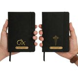 Zift Personalised A6 Pocket Diary Set Of 2 With Custom Name & Charm | Pu Leather Hard Bound Journal | 180 Ruled Pages | 6 X 4.2