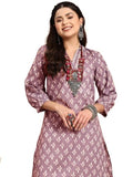 Lookmark Women'S Trendy Printed Cotton Blend Straight Kurta And Afghani Pant Set Perfect For Casual And Office Wear (Az-Lm-Og-Ks2070 Peach-Xl)