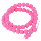 Natural Stone Beads for Jewelry Making Round Smooth Genuine Pink Volcanic Lava Gemstone Loose Energy Healing Beads for Necklace