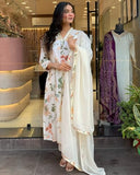 Gosriki Women'S Rayon Viscose Printed Straight Kurta With Pant & Dupatta (Atman Cream-Gs_S_Cream_Small),Cream,,B0F28XPYQ9