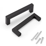KNOBWELL 6 Pack 102mm Black Kitchen Cabinet, Stainless Steel Cupboard Door Handles Pulls for Vanity Chest Nightstand Drawer Dres