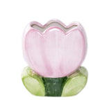 TANG SONG Ceramic Tulip Make up Brush Holder Flower Cosmetic Storage Box Pen and Pencil Holder Desktop Organizers (Purple)