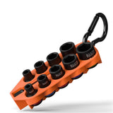 Klein Tools 33809 Grab-And-Go Impact Socket Set, SAE, 10-Piece Set with Sleeve, Carabiner, and 3/8-Inch Drive, Color-Coded 1/4,