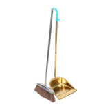 MERRYHAPY Stainless Steel Dustpan and Broom Set Gold Floor Cleaning Kit with Ergonomic Handles Indoor Outdoor Use for Home Garag