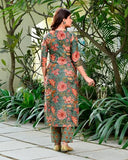 Anni Designer Women'S Cotton Blend Straight Printed Kurta With Pant & Dupatta (Fta Green_4Xl_Green_Xxxx-Large),Green,4XL,Cotton Blend,FTA Green_1453,
