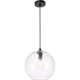 Living District Gibson 1-Light Metal And Glass Pendant In Black And Clear Finish