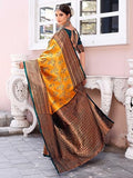 Greciilooks Womens Jacquard Cotton Silk Saree (Gl-S2364-Orange)