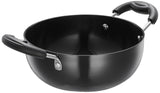 LAXMI STEEL NonStick Deep Kadhai with Cool Touch Handles | Heavy Gauge Aluminium Cooking Kadai | Black Multipurpose Deep Fry Pa