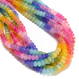 JM Design 5x8mm 14-Multi-Color Dyed Jade Smooth Rondelle Beads, 15.5 Strand Loose Spacer Beads for Jewelry Making, Craft Beads f