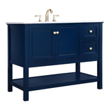 Elegant Decor Metropolis 42 Solid Wood And Metal Single Bathroom Vanity In Blue