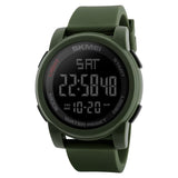 Skmei Men'S Green Dial Digital Sports Wrist Large Led Display Waterproof Durable Silicone Strap Quartz Alarm Stopwatch And Backl