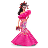 Barbie Signature Doll, 2023 Dia De Muertos Collectible Wearing Ruffled Pink Gown, Holding Tiny Ofrenda, Doll Stand