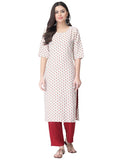 Pinkmint Kurta Set for Women Cotton Printed Straight Kurta with Pant (Pack of 1)