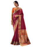 Satrani Womens Paithani Silk Blend Saree (2793S154N_Maroon)