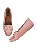 Shoetopia Stylish Bow Detailed Peach Loafers For Girls-Eu38,Bronze,5,B0D5HGB81T